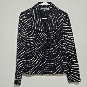 Anne Klein Womens Silk Wool Blend Blazer Jacket Corpcore Preppy Black S